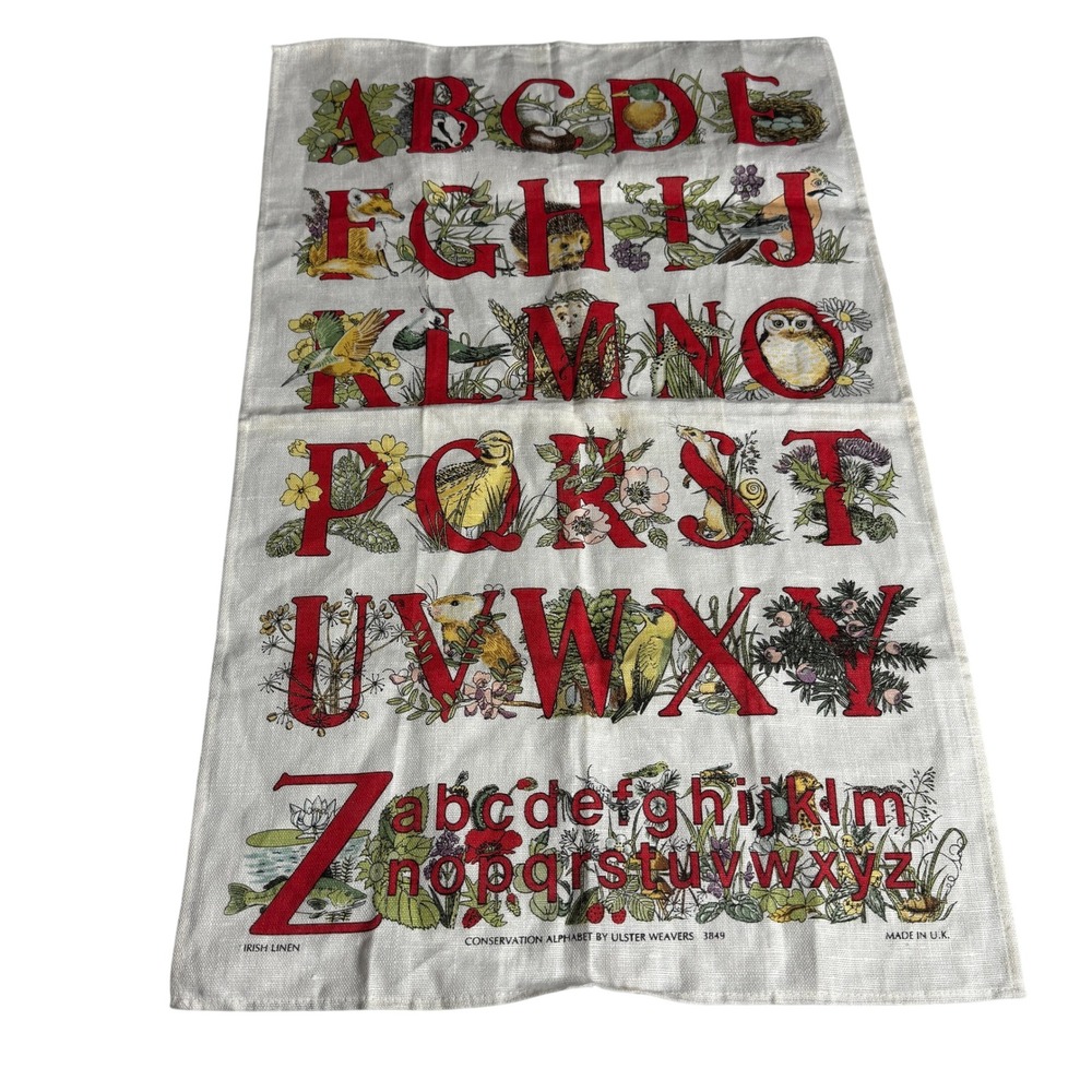 Ulster Weavers Conservation Alphabet Tea Towel Pure Irish Linen Made in Ireland